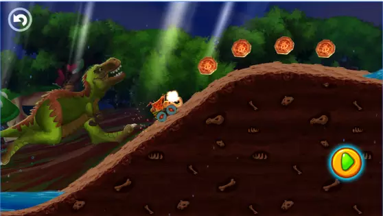 Gameplay screenshot from fun kid racing prehistoric run for Android