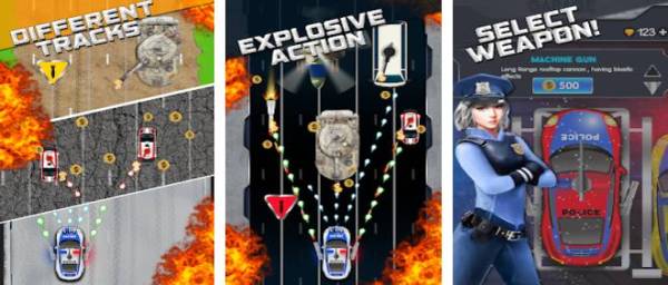 Gameplay screenshot from infinite shooting car police road strike force for Android