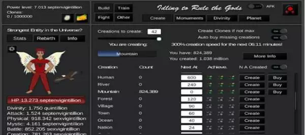 Gameplay screenshot from idling to rule the gods for Android
