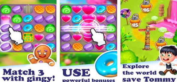 Gameplay screenshot from gingy story match 3 for Android