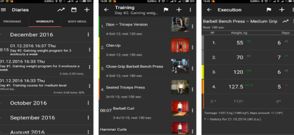 Gameplay screenshot from gymup pro workout notebook for Android