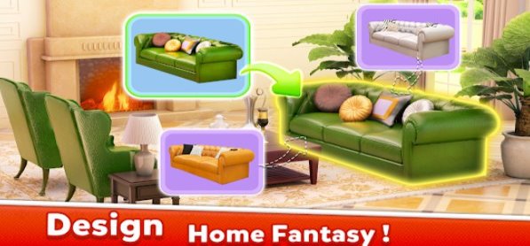 Gameplay screenshot from home fantasy dream home design game for Android