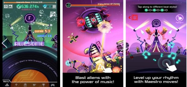 Gameplay screenshot from groove planet beat blaster mp3 for Android