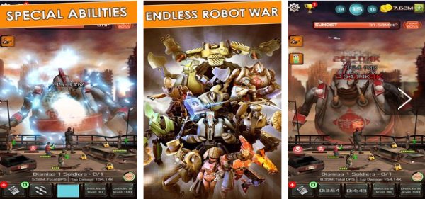 Gameplay screenshot from iron giants tap robot games for Android