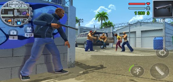 Gameplay screenshot from gangs town story action open world shooter for Android