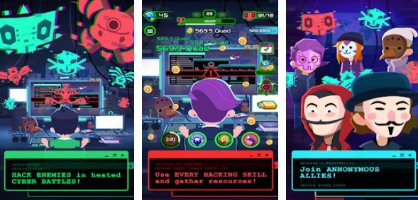 Gameplay screenshot from hacking hero cyber adventure clicker for Android