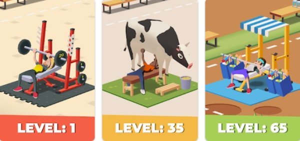 Gameplay screenshot from idle fitness gym tycoon game for Android