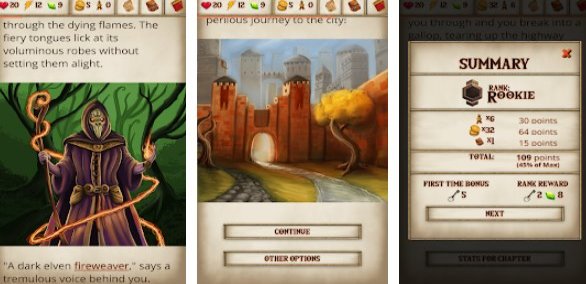 Gameplay screenshot from game of the gods text based choice rpg for Android