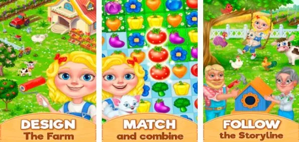Gameplay screenshot from granny s farm free match 3 game for Android