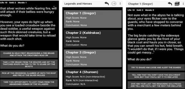Gameplay screenshot from heroic epic a choices game for Android