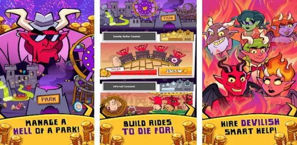 Gameplay screenshot from hell inc imp theme park tycoon for Android