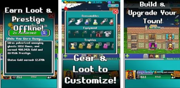 Gameplay screenshot from idle combat pixels clicker and retro rpg for Android
