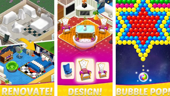 Gameplay screenshot from Home sweet home design bubble shooter house manor for Android