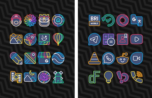 Gameplay screenshot from garis dark lines icon pack for Android