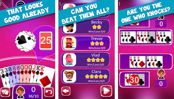 Gameplay screenshot from gin rummy plus card game for Android