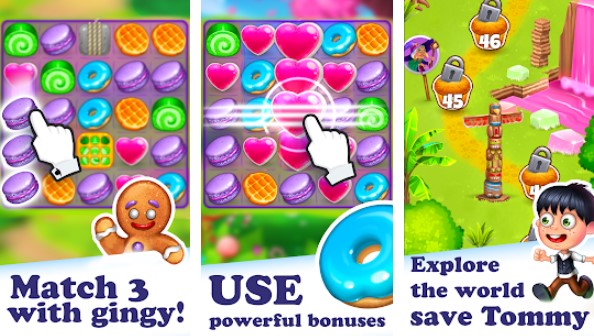 Gameplay screenshot from gingy story deluxe match 3 for Android