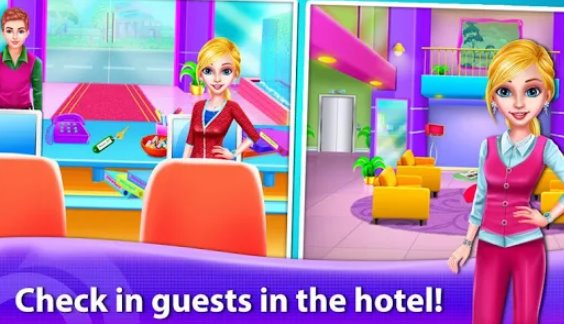 Gameplay screenshot from girl hotel hostess resort paradise for Android