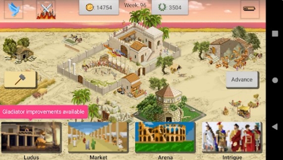 Gameplay screenshot from gladiator manager for Android
