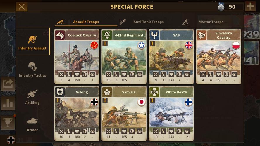 Gameplay screenshot from Glory of Generals 3 - WW2 Strategy Game for Android