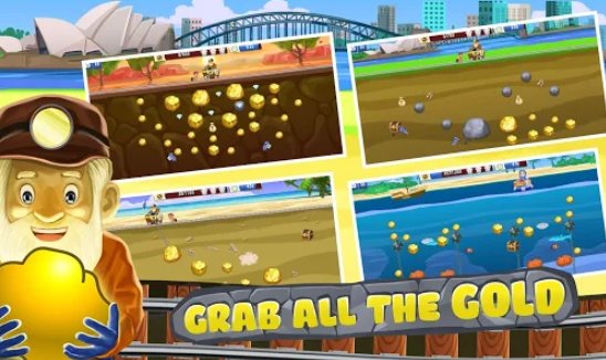 Gameplay screenshot from gold miner world tour arcade gold rush game for Android
