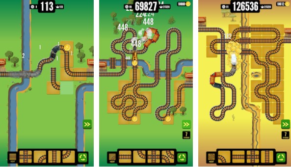 Gameplay screenshot from gold train frvr best railroad maze game for Android