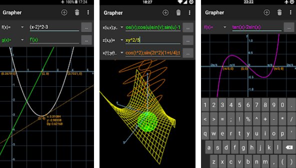 Gameplay screenshot from grapher equation plotter and solver for Android