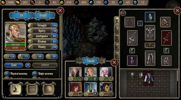 Gameplay screenshot from grim wanderings 2 strategic turn based rpg for Android