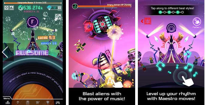 Gameplay screenshot from groove planet beat blaster mp3 for Android