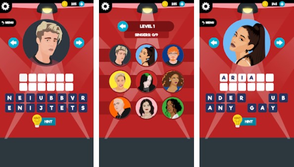Gameplay screenshot from guess the singer music quiz game for Android