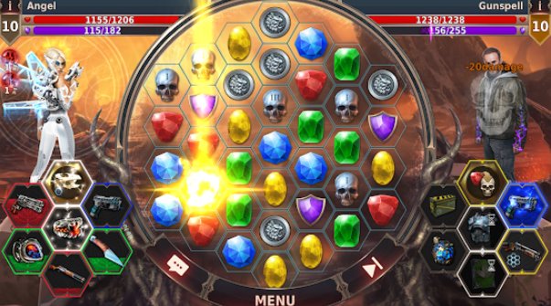 Gameplay screenshot from gunspell 2 puzzle battles for Android