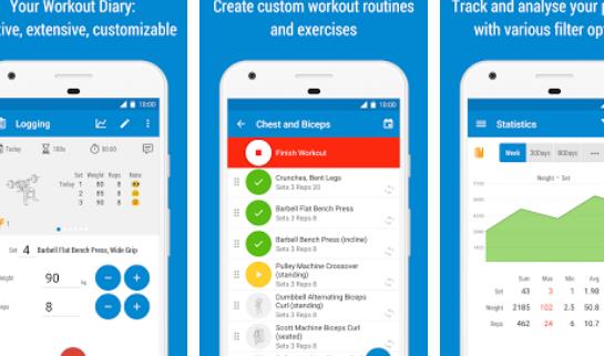 Gameplay screenshot from gymrun workout diary and fitness tracker for Android