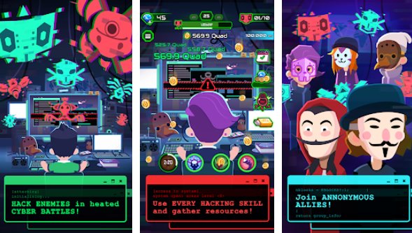 Gameplay screenshot from hacking hero cyber adventure clicker for Android