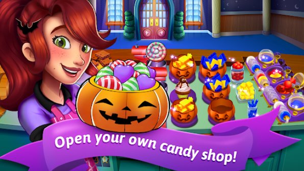 Gameplay screenshot from halloween candy shop food cooking game for Android