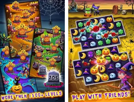Gameplay screenshot from halloween witch connect halloween games for Android