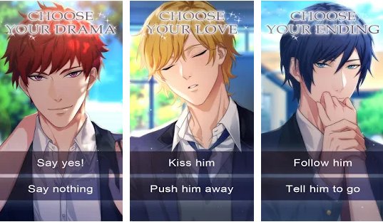 Gameplay screenshot from haunted heartbeats horror otome romance novel for Android