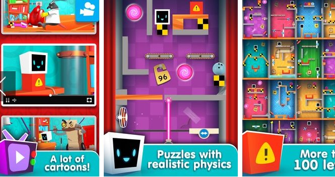 Gameplay screenshot from heart box physics puzzle for Android