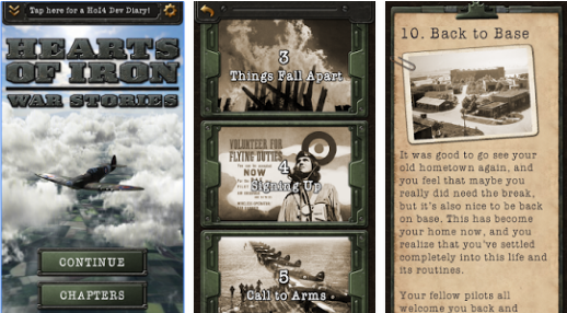 Gameplay screenshot from hearts of iron war stories for Android