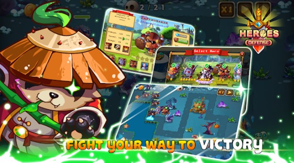 Gameplay screenshot from heroes defender premium epic tower defense for Android