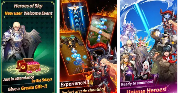 Gameplay screenshot from heroes of sky shooting rpg for Android