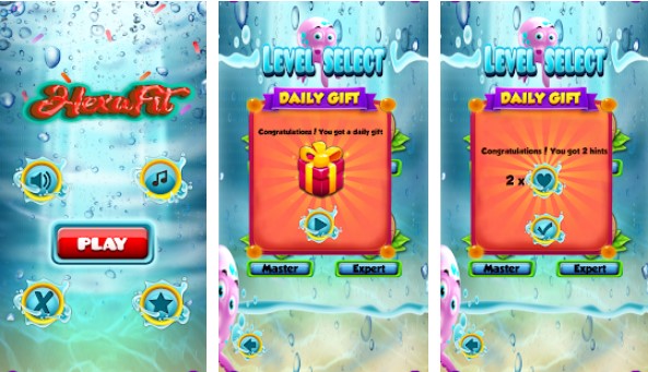 Gameplay screenshot from hexa fit the block puzzle premium for Android