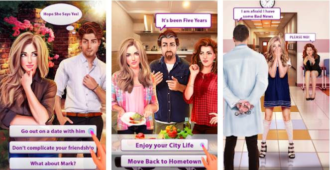 Gameplay screenshot from hometown romance choose your own story for Android