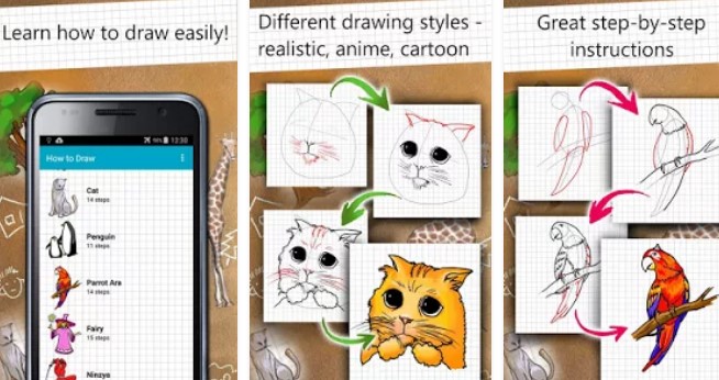 Gameplay screenshot from how to draw easy lessons for Android