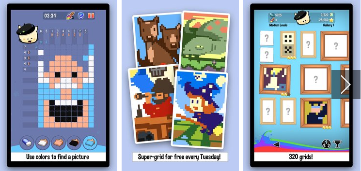 Gameplay screenshot from hungry cat picross for Android