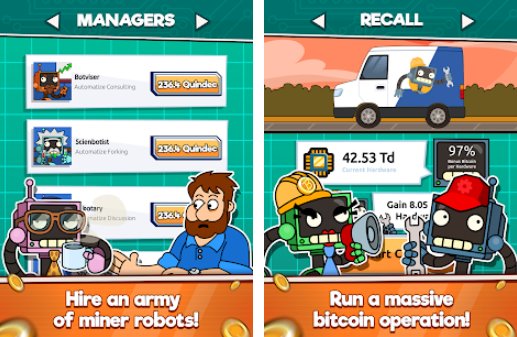 Gameplay screenshot from idle bitcoin inc cryptocurrency tycoon clicker for Android