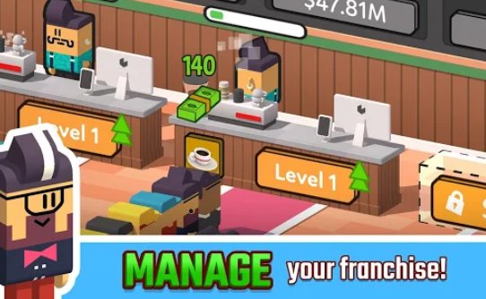 Gameplay screenshot from idle coffee corp for Android