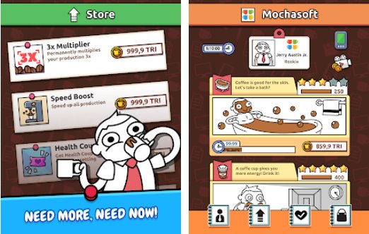 Gameplay screenshot from idle coffee inc caffeine rush simulator clicker for Android