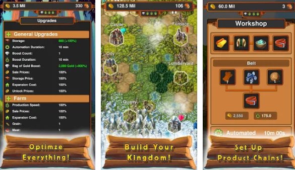 Gameplay screenshot from idle crafting kngdom for Android