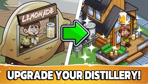 Gameplay screenshot from idle distiller tycoon game for Android