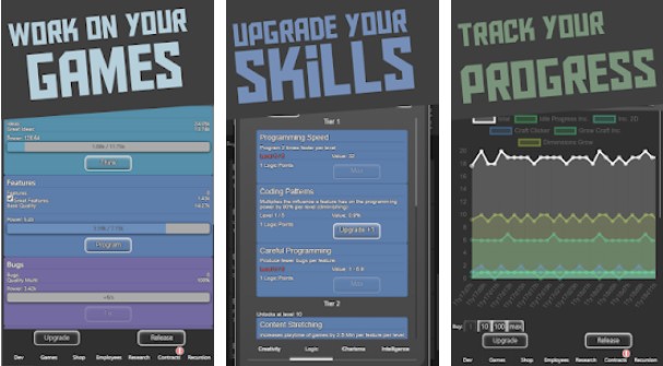 Gameplay screenshot from idle idle gamedev for Android