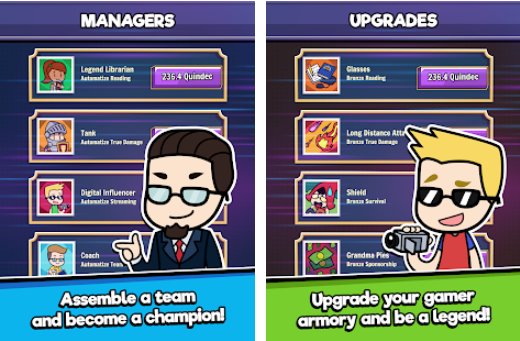 Gameplay screenshot from idle loba legends esports tycoon clicker game for Android